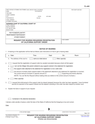 Form FL-445 Request for Hearing Regarding Registration of California Support Order - California