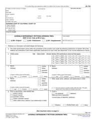 Document preview: Form JV-110 Juvenile Dependency Petition (Version Two) - California