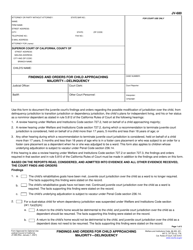 Document preview: Form JV-680 Findings and Orders for Child Approaching Majority - Delinquency - California
