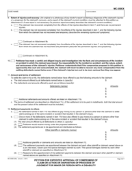 Form MC-350EX Petition for Expedited Approval of Compromise of Claim or Action or Disposition of Proceeds of Judgment for Minor or Person With a Disability - California, Page 3