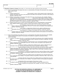 Form MC-350EX Petition for Expedited Approval of Compromise of Claim or Action or Disposition of Proceeds of Judgment for Minor or Person With a Disability - California, Page 6
