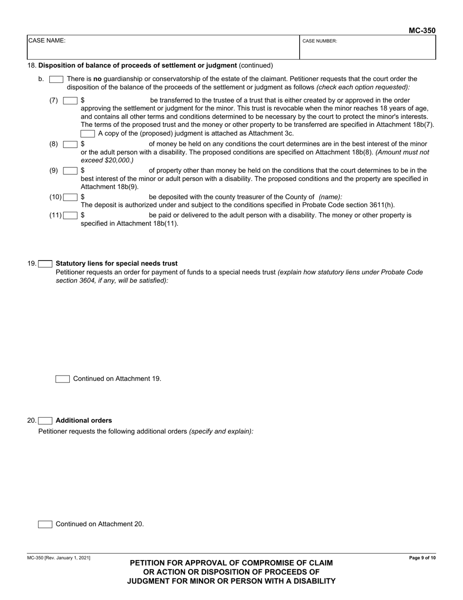 Form MC-350 Download Fillable PDF or Fill Online Petition for Approval ...