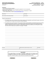 Form JD-VS-28 &quot;Application for Waiver of Two Year Filing Requirement&quot; - Connecticut