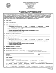 Form CD518 Application for Amended Certificate of Authority of a Foreign Entity - Georgia (United States)