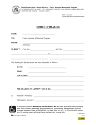 Form 1C-P-501 &quot;Notice of Hearing&quot; - Hawaii