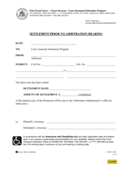 Form 1C-P-502 &quot;Settlement Prior to Arbitration Hearing&quot; - Hawaii