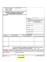 Form 1F-P-1054 Request for Audio Compact Disc of Proceedings and Order - Hawaii