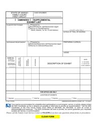 Document preview: Form 1F-P-0061A Amended/Supplemental Exhibit List - Hawaii
