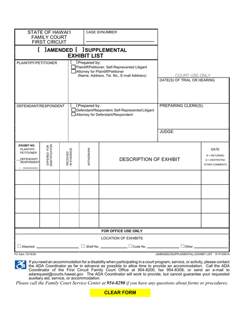 Form 1F-P-0061A  Printable Pdf