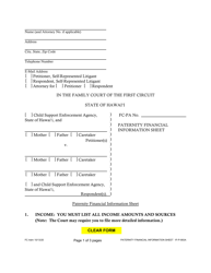 Form 1F-P-993A Paternity Financial Information Sheet - Hawaii