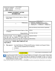 Form 1F-P-994A Hawai&#039;i Paternity Action Information - Hawaii