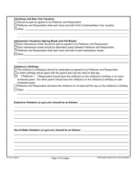 Form 1F-P-2005A Proposed Parenting Plan - Hawaii, Page 3