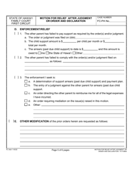 Form 1F-P-996A Motion for Relief After Judgment or Order; and Declaration - Hawaii, Page 5