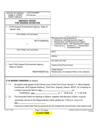 Document preview: Form 1F-P-991A Amended Order for Hearing on Motion - Hawaii