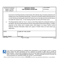 Form 1F-P-991A Amended Order for Hearing on Motion - Hawaii, Page 2