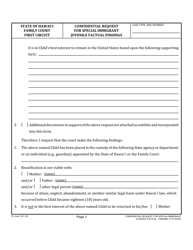 Form 1F-P-3019A Confidential Request for Special Immigrant Juvenile Factual Findings - Hawaii, Page 3