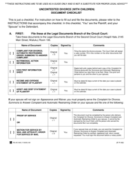 Form 2F-P-452 Uncontested Divorce With Children Document Checklist - Hawaii