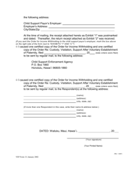 VEP Form 13 Statement of Mailing; Exhibits &quot;1&quot; and &quot;2&quot; - Hawaii, Page 2