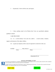 Form 2F-P-459 Answer to Petition for Custody and Support Orders After Voluntary Establishment of Paternity - Hawaii, Page 2