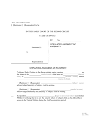 Document preview: Form 2F-P-395 Stipulated Judgment of Paternity - Hawaii