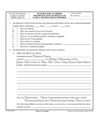 Form 3F-P-304 Petition for an Order for Protection on Behalf of a Family or Household Members - Hawaii, Page 2