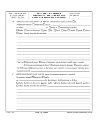 Form 3F-P-304 Petition for an Order for Protection on Behalf of a Family or Household Members - Hawaii, Page 3