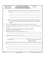 Form 3F-P-304 Petition for an Order for Protection on Behalf of a Family or Household Members - Hawaii, Page 6