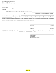 Annual Registration Statement - Endowment Care Cemetery Act - Idaho, Page 2