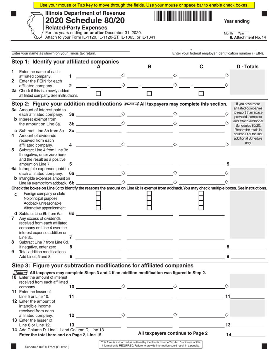 Schedule 80 / 20 Related-Party Expenses - Illinois, Page 1