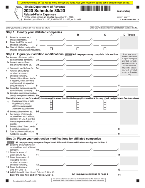 Schedule 80/20 2020 Printable Pdf