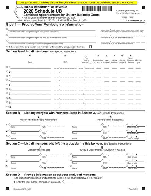 Schedule UB 2020 Printable Pdf