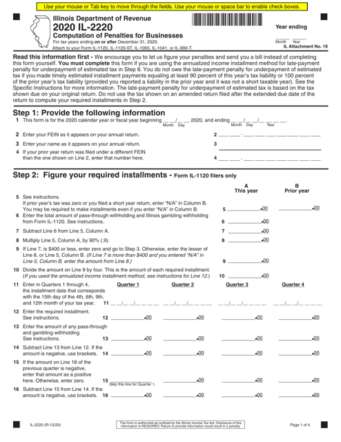 Form IL-2220 2020 Printable Pdf