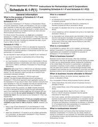 Document preview: Instructions for Schedule K-1-P, K-1-P(3) Partnerships and S Corporations - Illinois