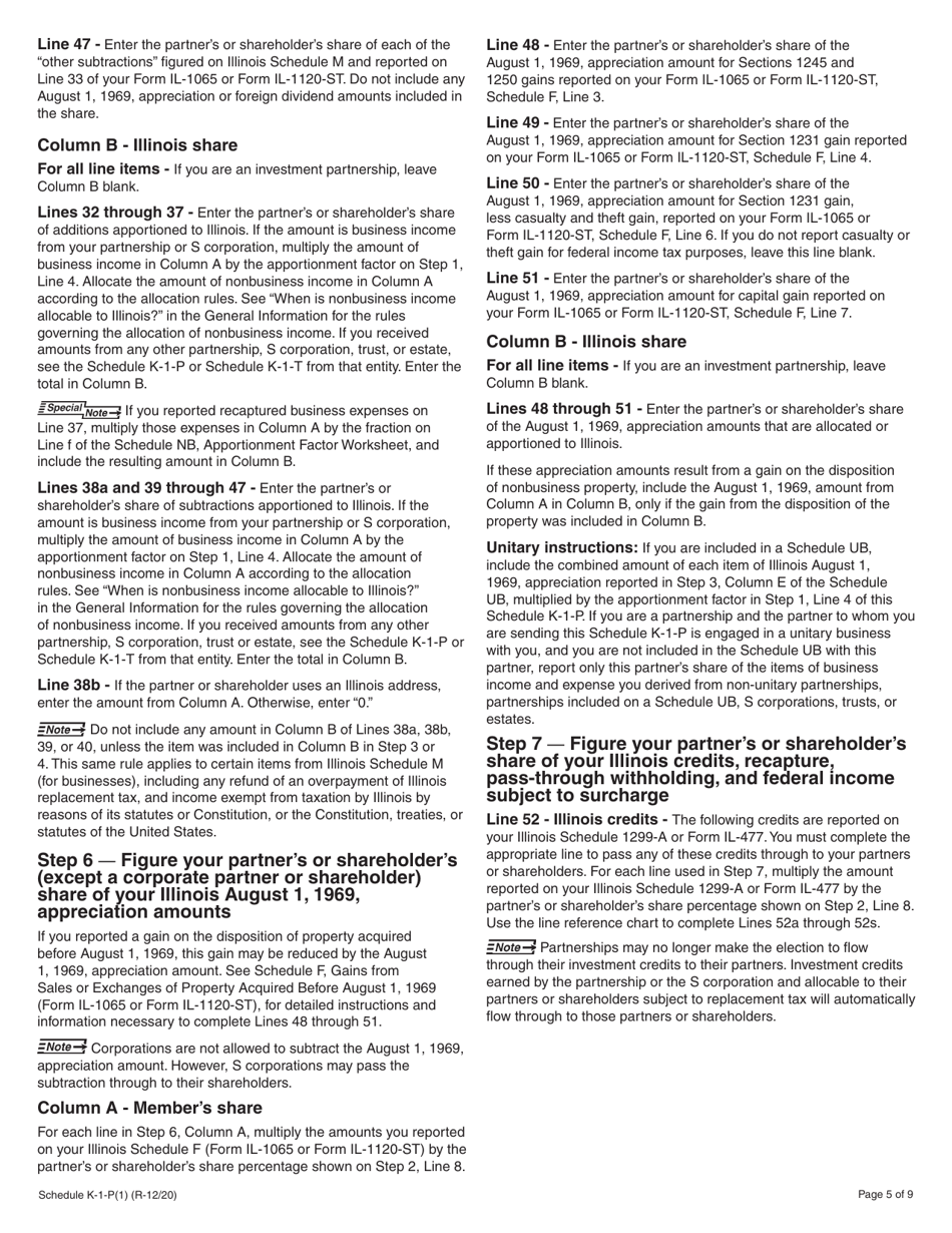 Instructions for Schedule K-1-P, K-1-P(3) Partnerships and S Corporations - Illinois, Page 5