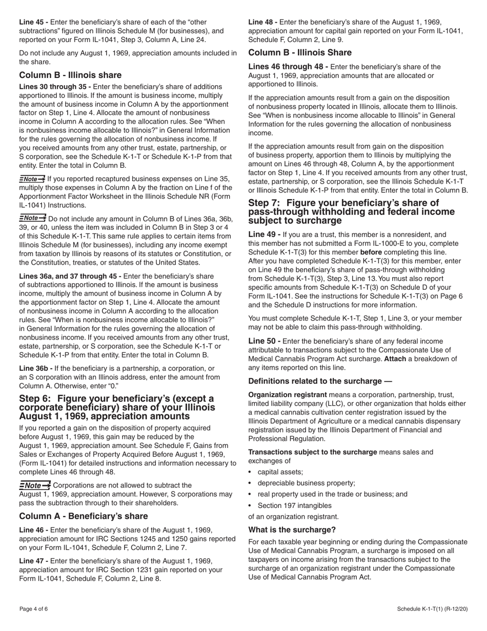 Instructions for Schedule K-1-T, K-1-T(3) - Illinois, Page 4