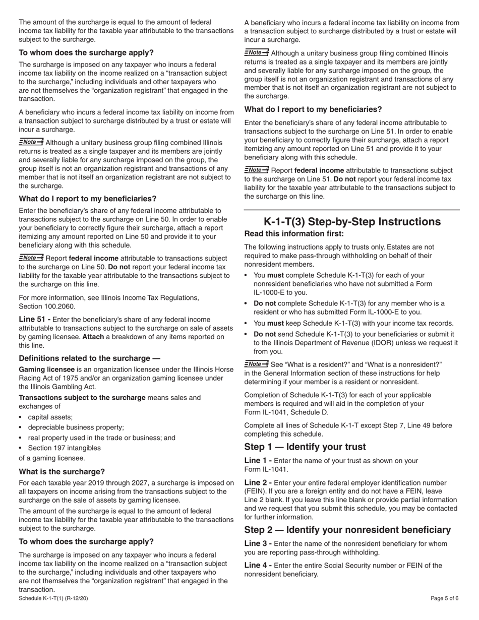 Instructions for Schedule K-1-T, K-1-T(3) - Illinois, Page 5