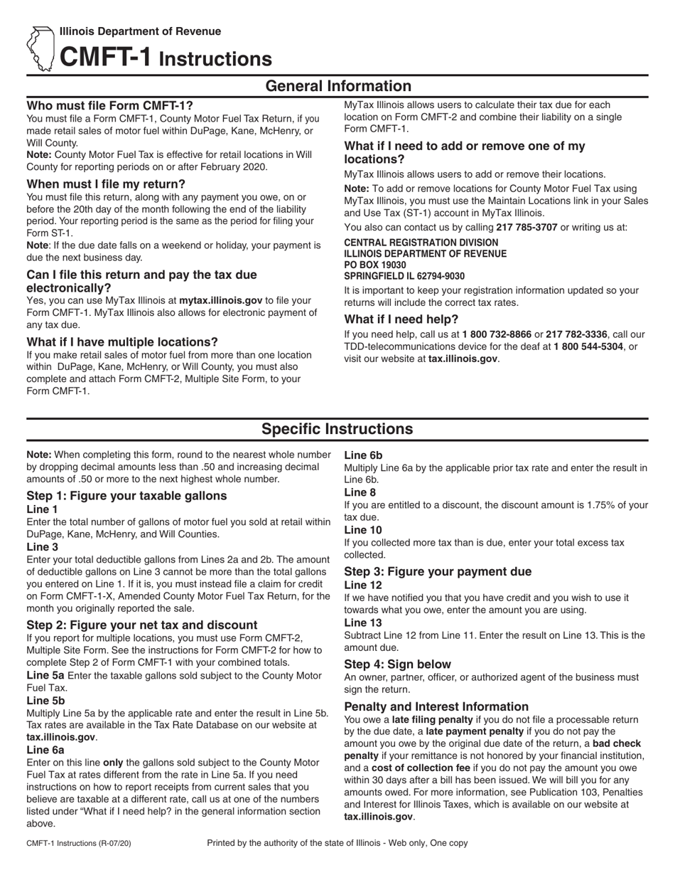 Download Instructions for Form CMFT1, 024 County Motor Fuel Tax Return