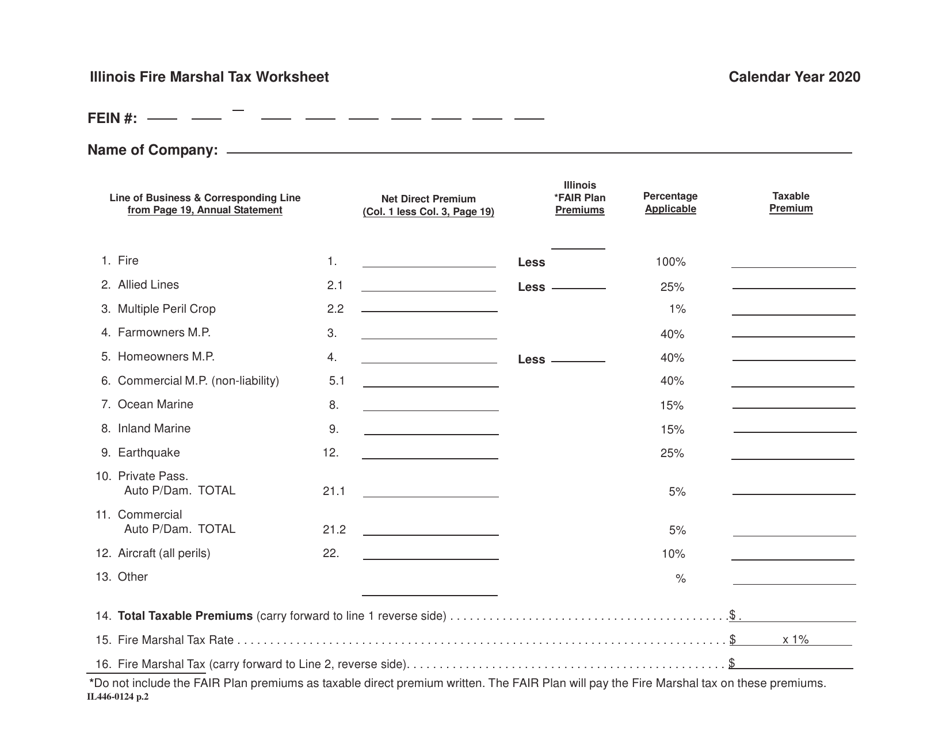 Form IL446-0124 Fire Marshal Tax Return - Illinois, Page 2