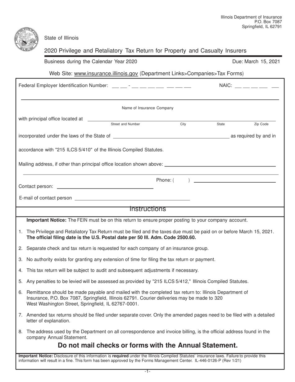 Form IL4460126P 2020 Fill Out, Sign Online and Download Printable