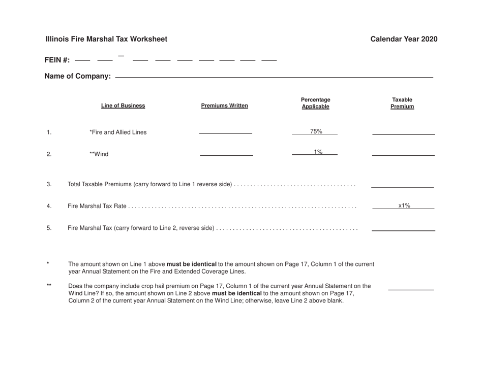 Fire Marshal Tax Return for Farm Mutuals - Illinois, Page 2
