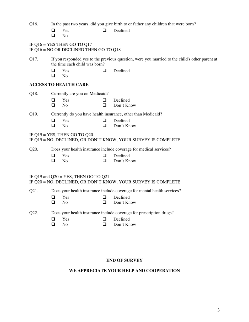 Form CFS2030-2 National Youth in Transition Database Follow up Survey - Illinois, Page 3