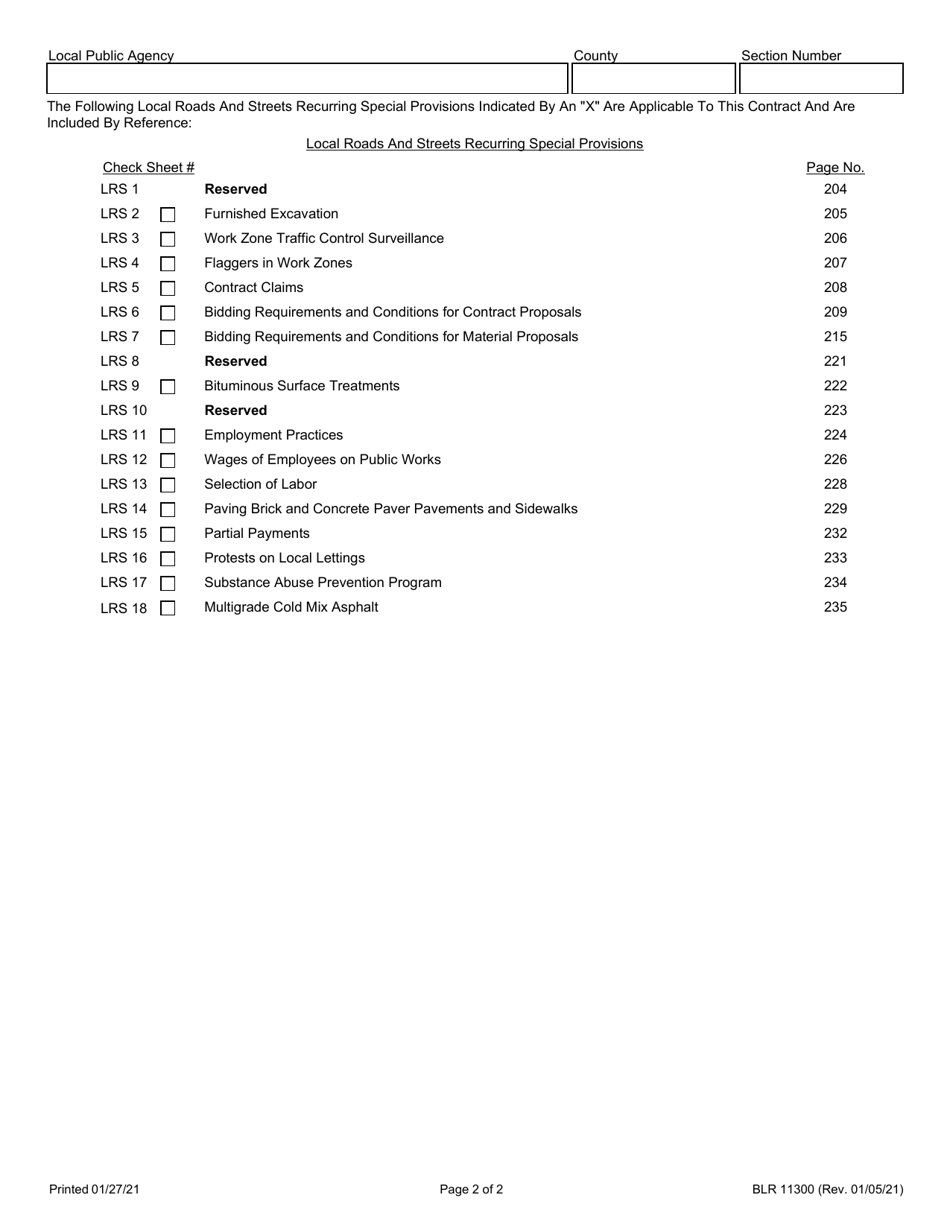 Form BLR11300 Check Sheet for Recurring Special Provisions - Illinois, Page 2