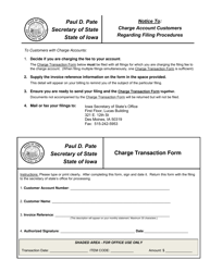 Document preview: Charge Transaction Form - Iowa