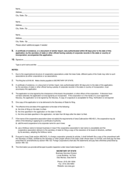 Application for Amended Certificate of Authority (Cooperative) - Iowa, Page 2