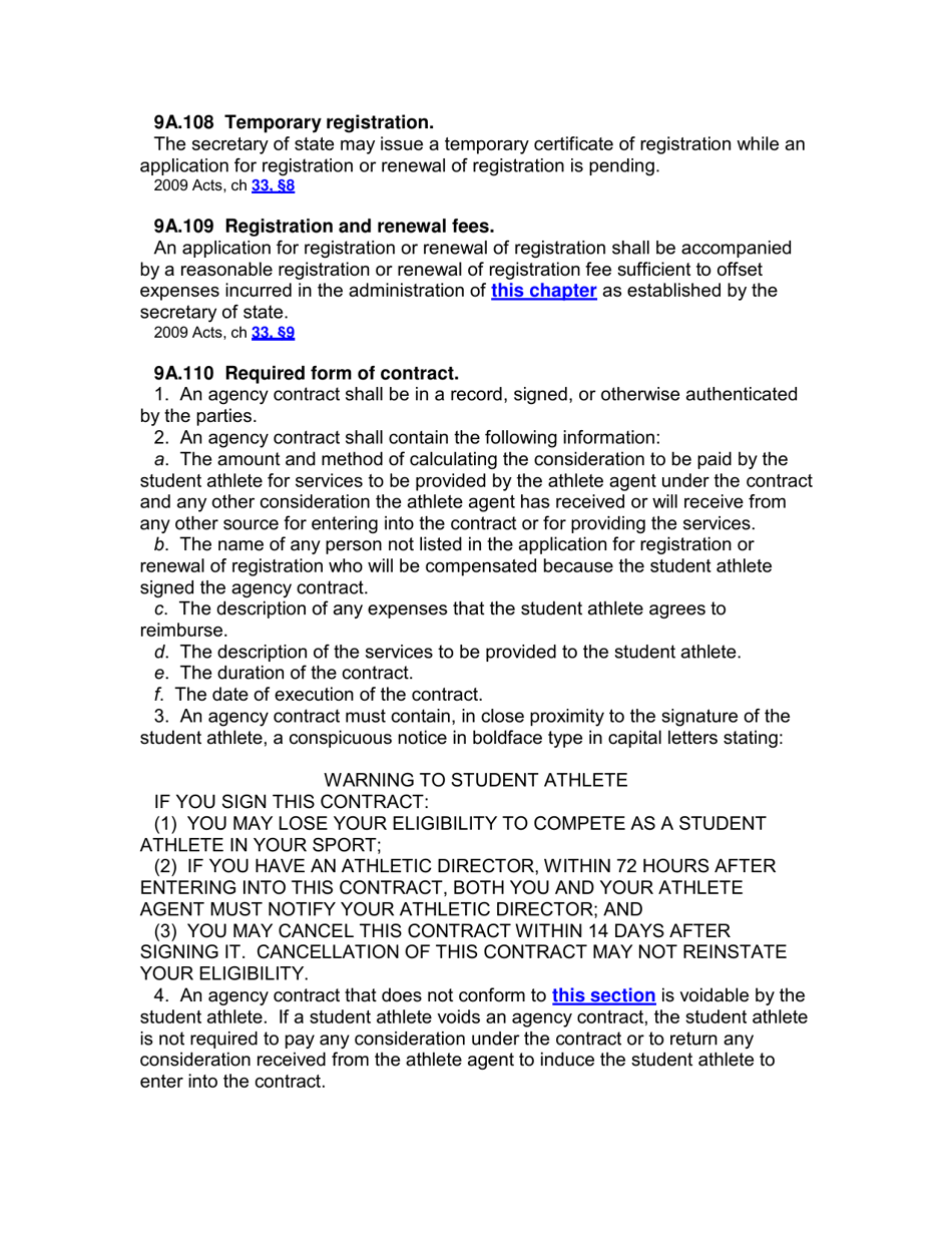 Application for Registration / Renewal as an Athlete Agent - Iowa, Page 10