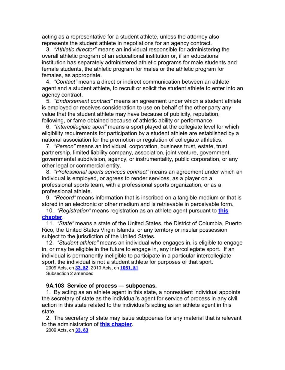 Application for Registration / Renewal as an Athlete Agent - Iowa, Page 6