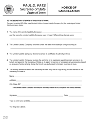 Form 635_08_2 Notice of Cancellation - Iowa