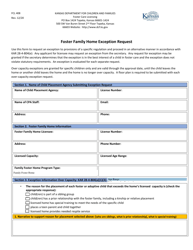 Form FCL408 &quot;Foster Family Home Exception Request&quot; - Kansas