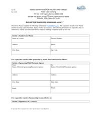 Form FCL655 Request for Transfer of Sponsoring Agency - Kansas