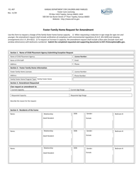 Form FCL407 Foster Family Home Request for Amendment - Kansas